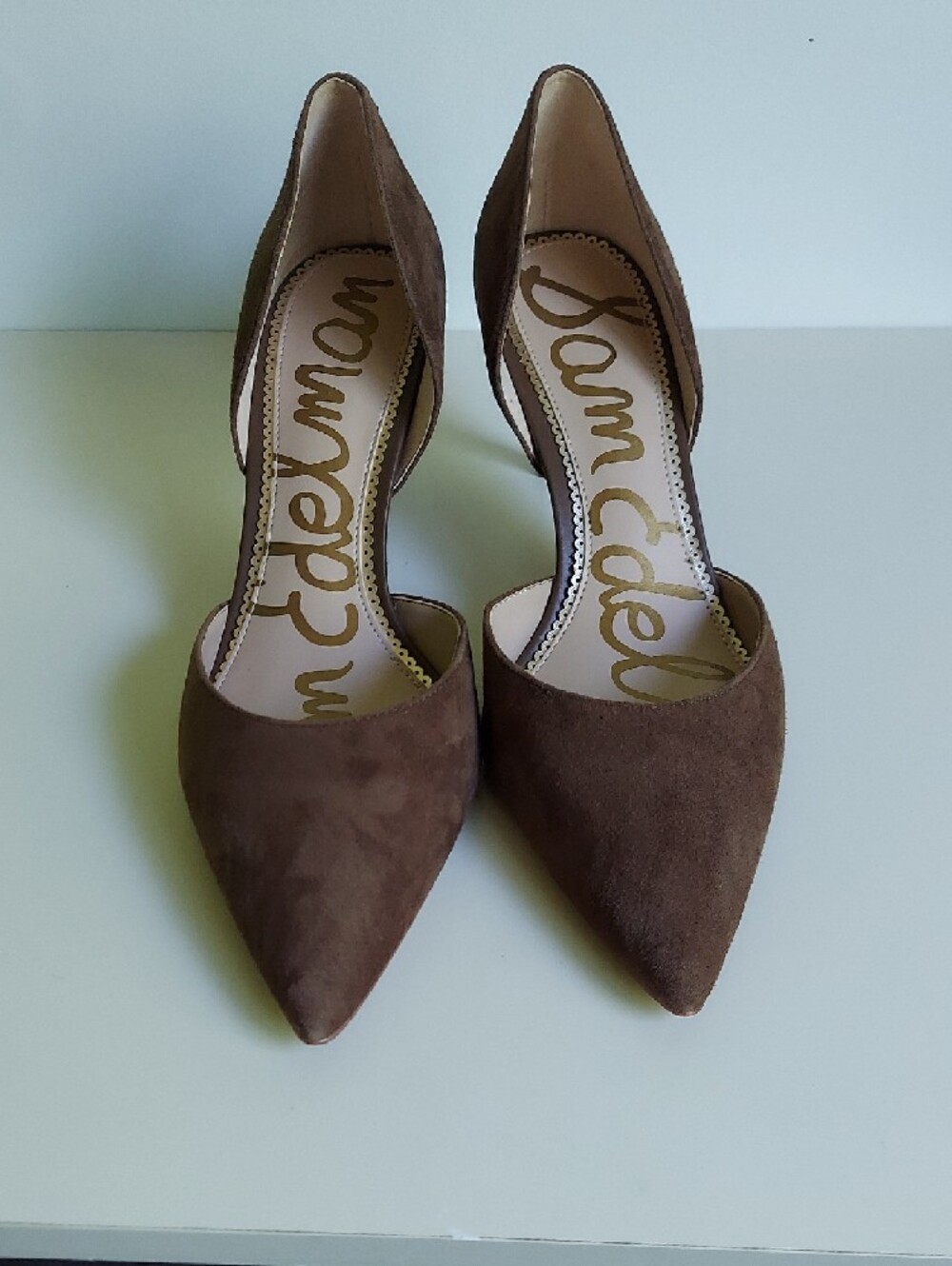 Sam Edelman Jaina Size 10 Hazelnut Brown Suede D'Orsay Pointed Toe Heel Pumps